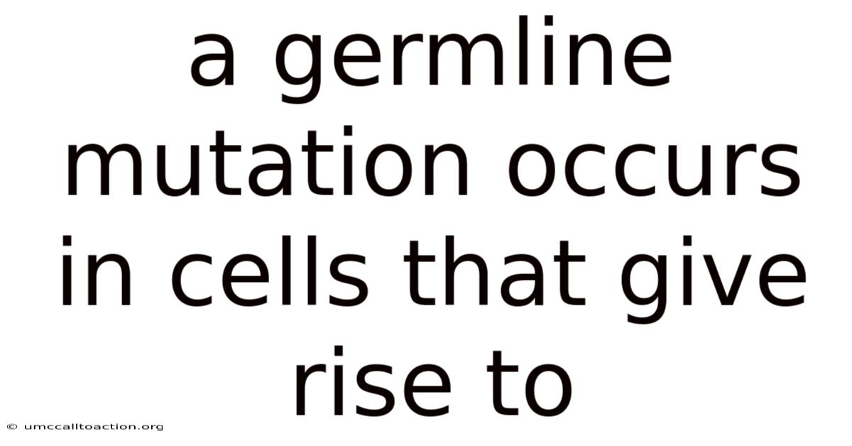 A Germline Mutation Occurs In Cells That Give Rise To