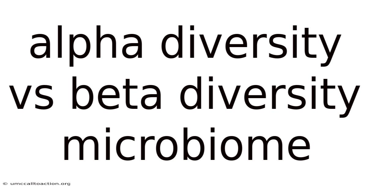 Alpha Diversity Vs Beta Diversity Microbiome
