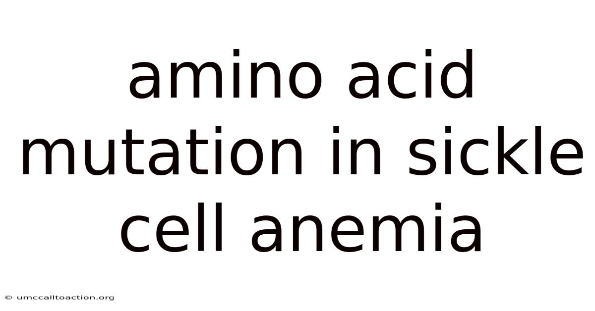 Amino Acid Mutation In Sickle Cell Anemia