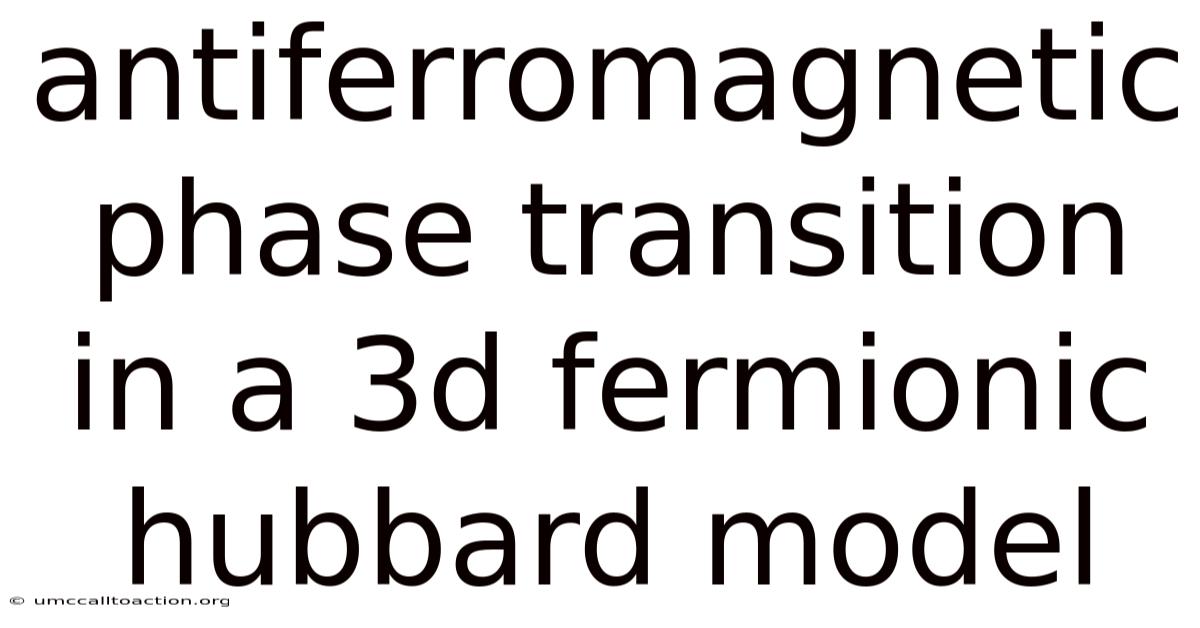Antiferromagnetic Phase Transition In A 3d Fermionic Hubbard Model
