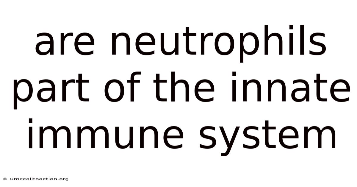 Are Neutrophils Part Of The Innate Immune System
