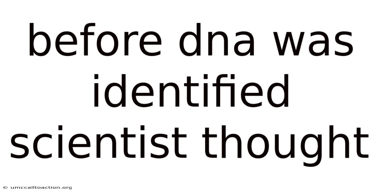 Before Dna Was Identified Scientist Thought