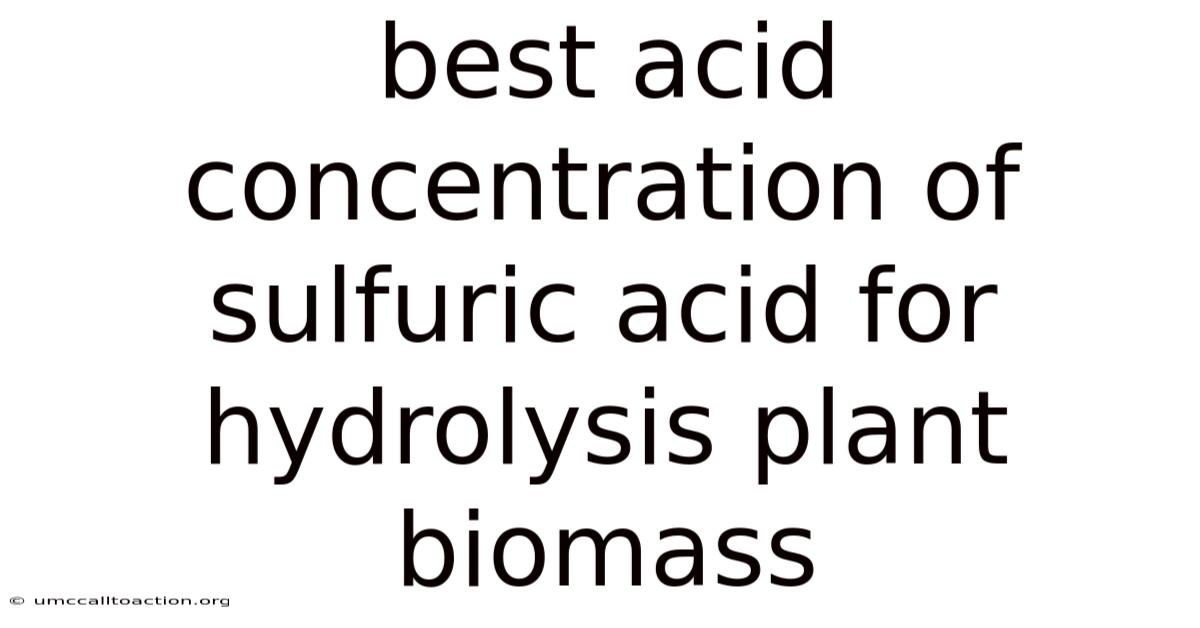 Best Acid Concentration Of Sulfuric Acid For Hydrolysis Plant Biomass