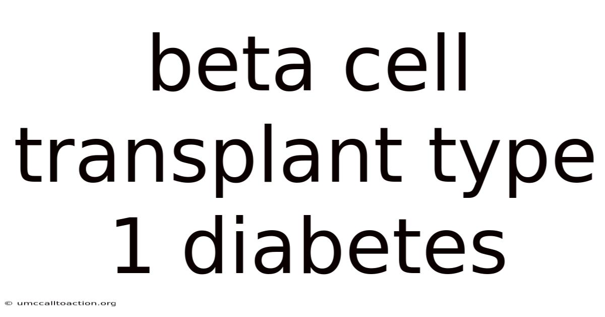 Beta Cell Transplant Type 1 Diabetes