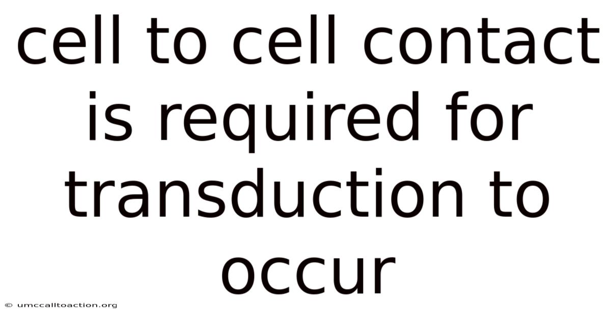 Cell To Cell Contact Is Required For Transduction To Occur