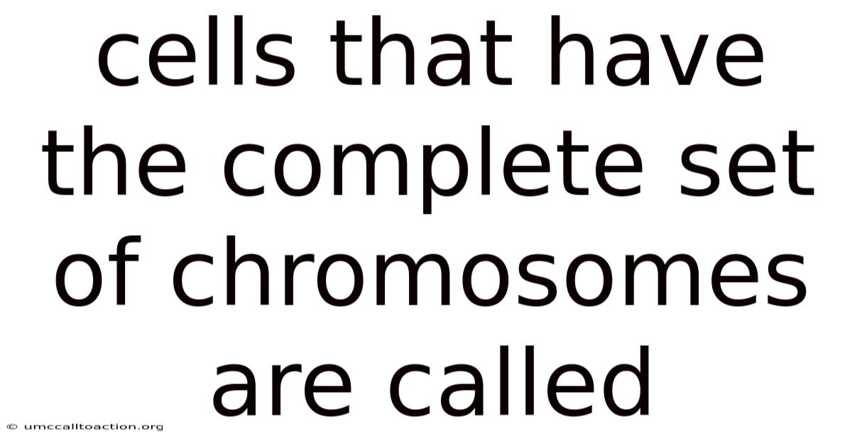 Cells That Have The Complete Set Of Chromosomes Are Called