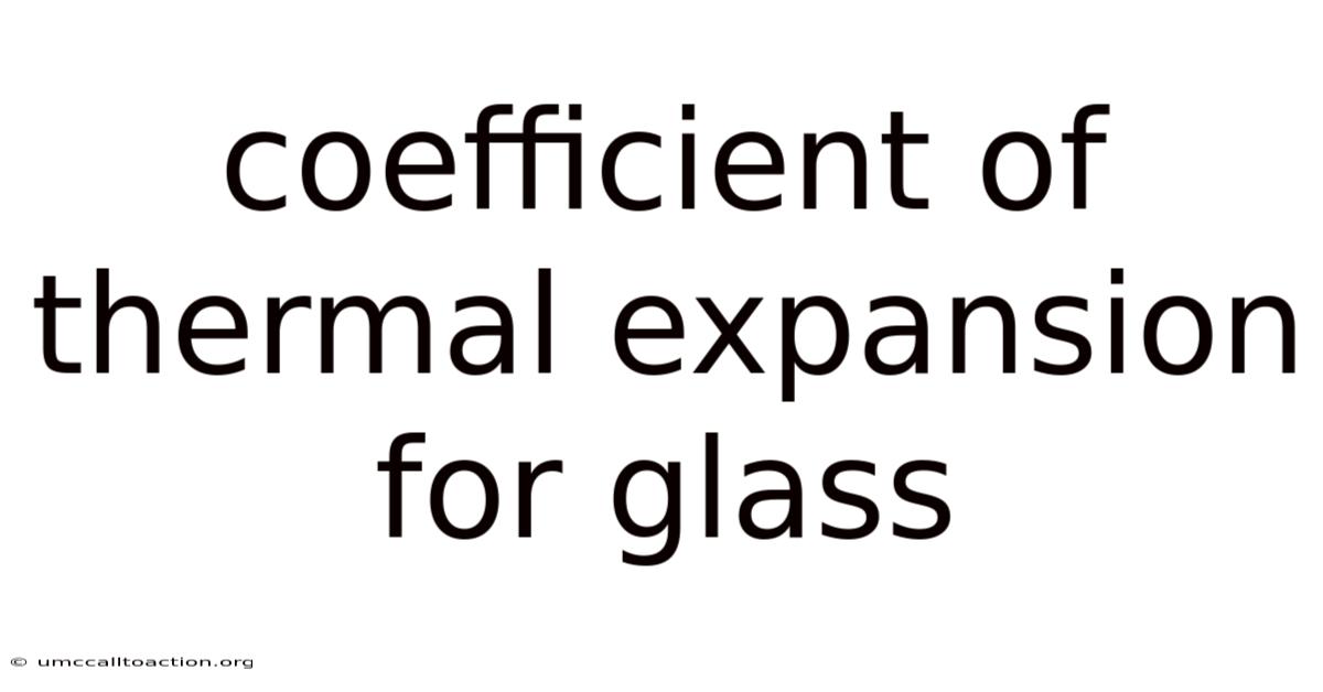 Coefficient Of Thermal Expansion For Glass