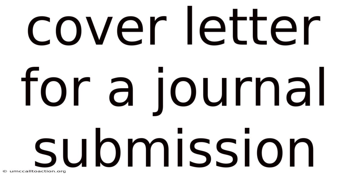 Cover Letter For A Journal Submission