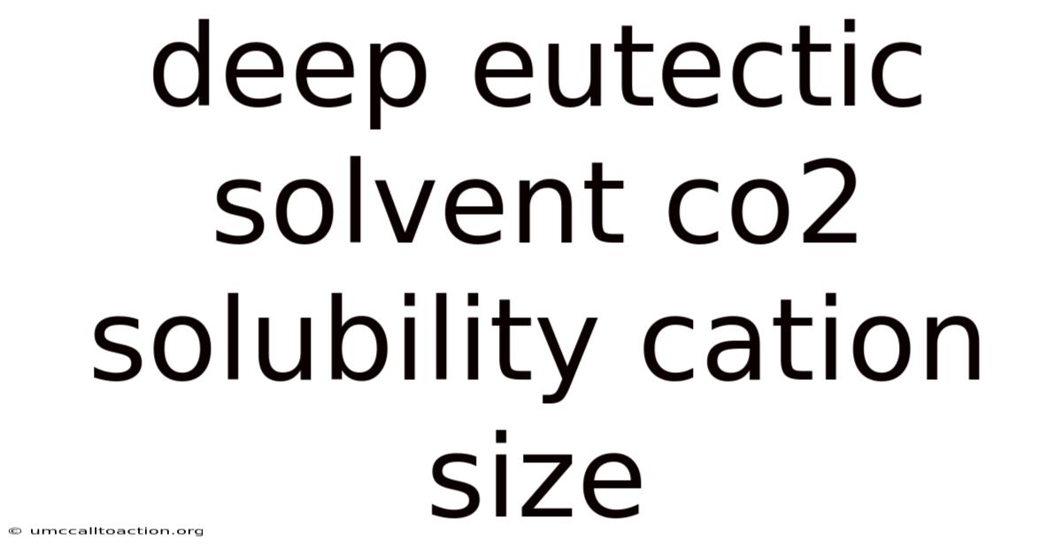 Deep Eutectic Solvent Co2 Solubility Cation Size