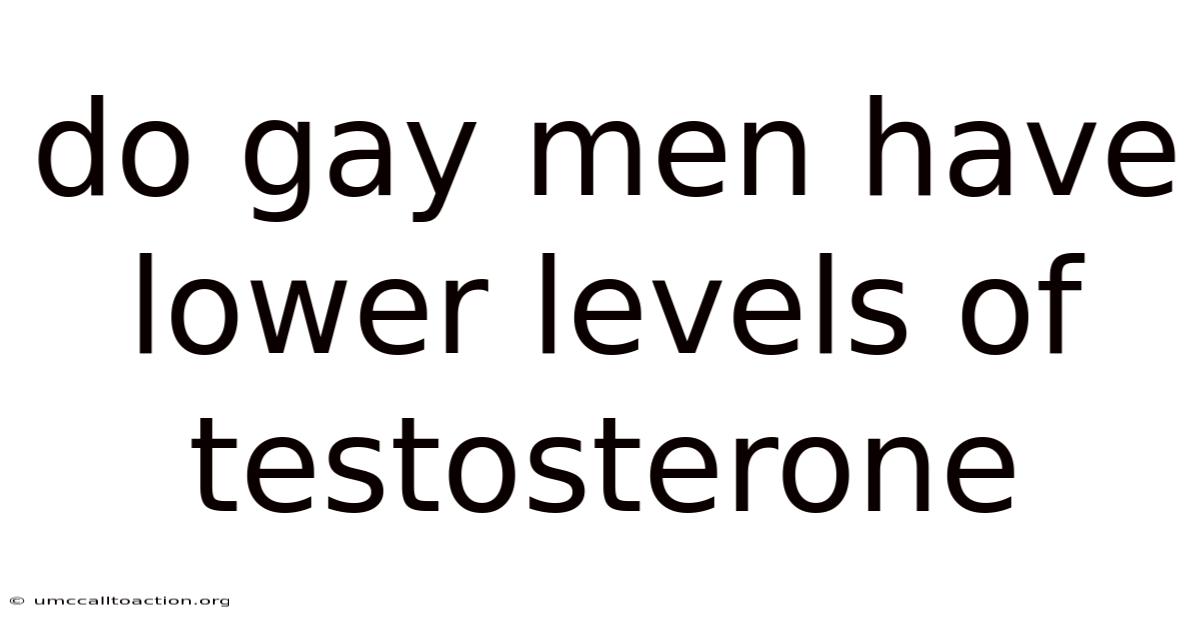 Do Gay Men Have Lower Levels Of Testosterone
