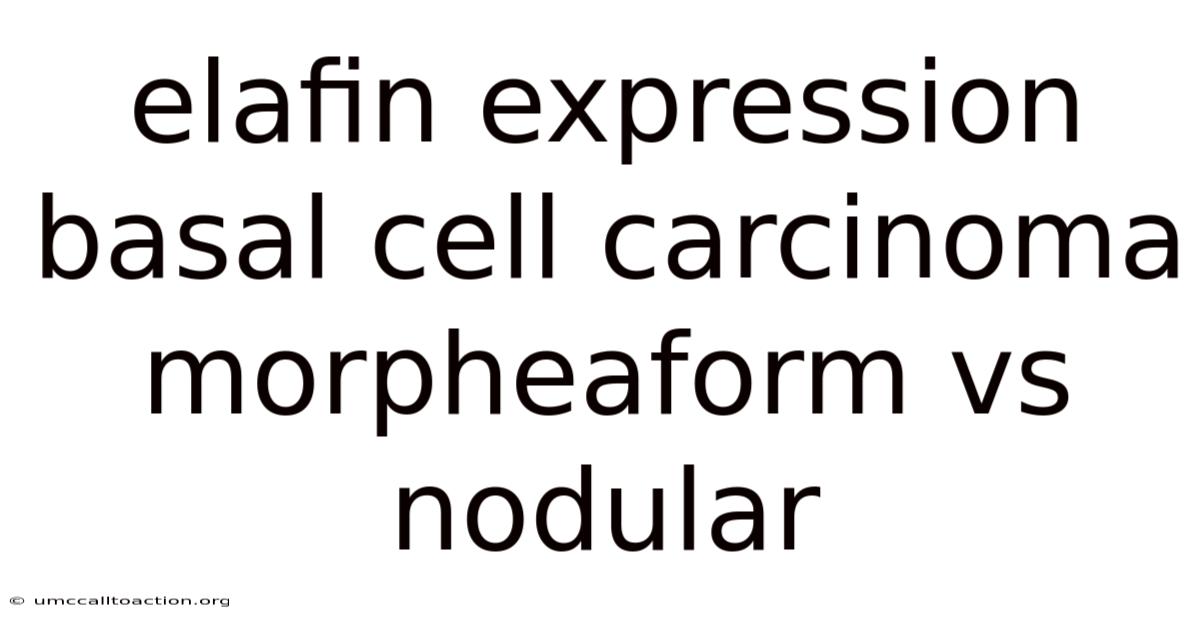 Elafin Expression Basal Cell Carcinoma Morpheaform Vs Nodular
