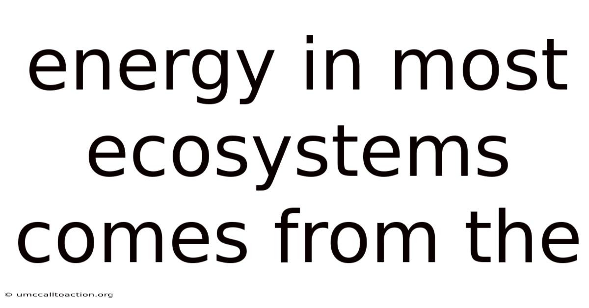 Energy In Most Ecosystems Comes From The