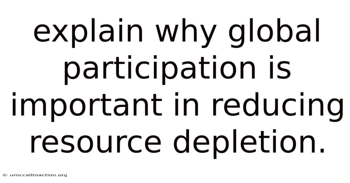 Explain Why Global Participation Is Important In Reducing Resource Depletion.