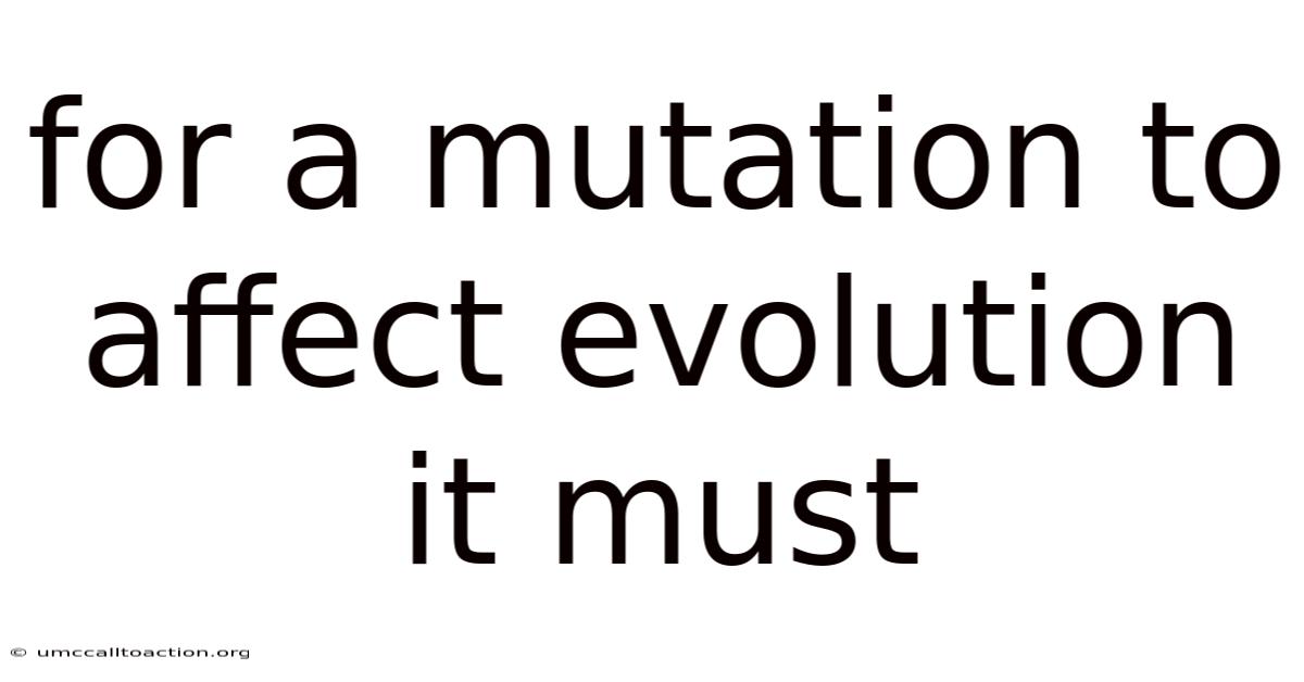 For A Mutation To Affect Evolution It Must