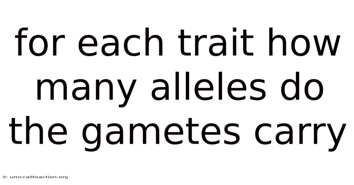 For Each Trait How Many Alleles Do The Gametes Carry