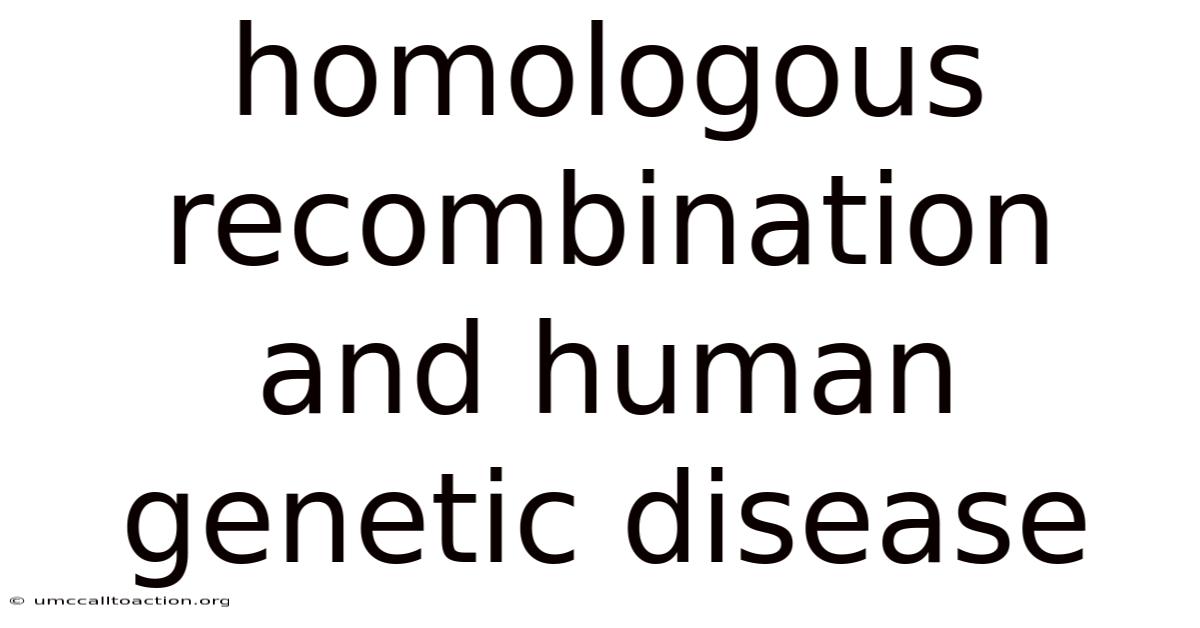 Homologous Recombination And Human Genetic Disease