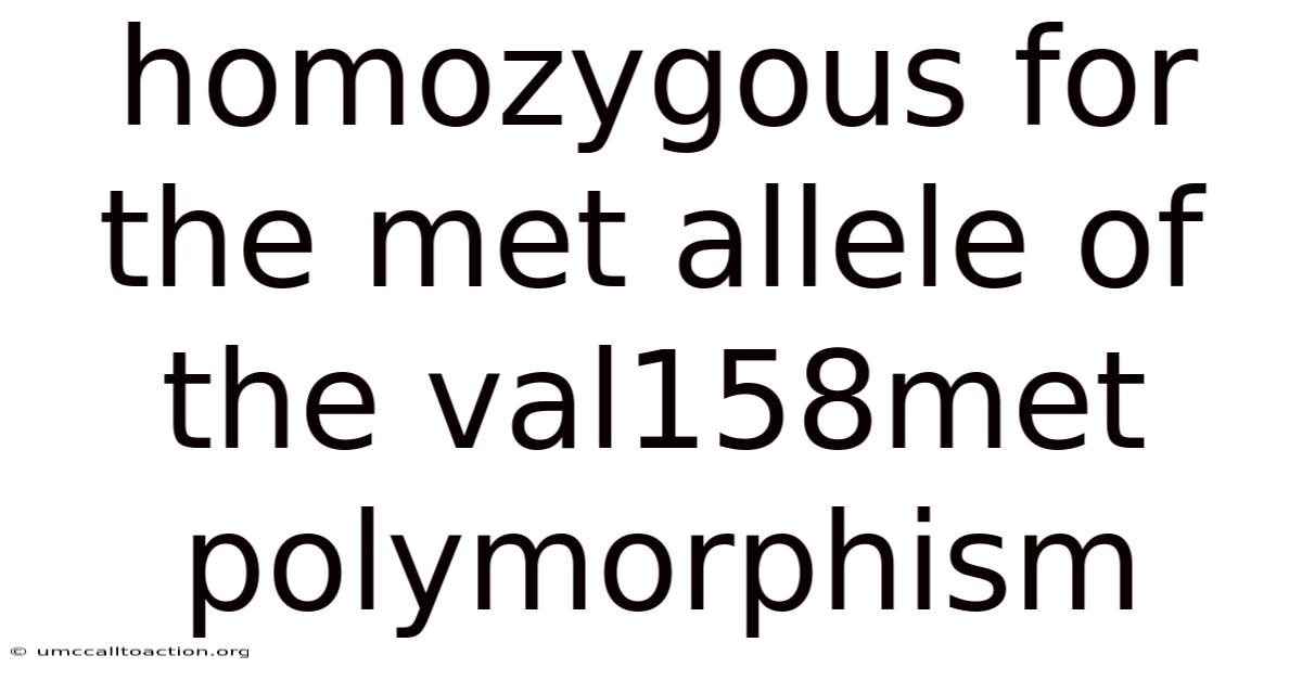 Homozygous For The Met Allele Of The Val158met Polymorphism