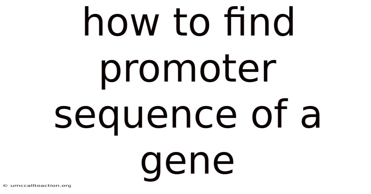How To Find Promoter Sequence Of A Gene