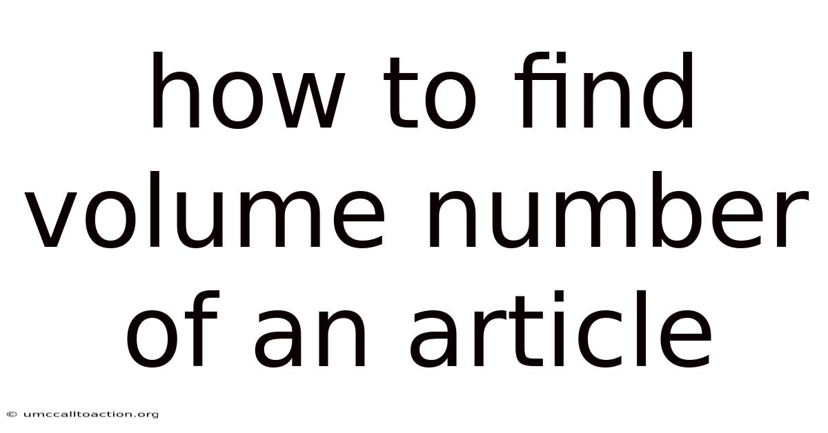 How To Find Volume Number Of An Article