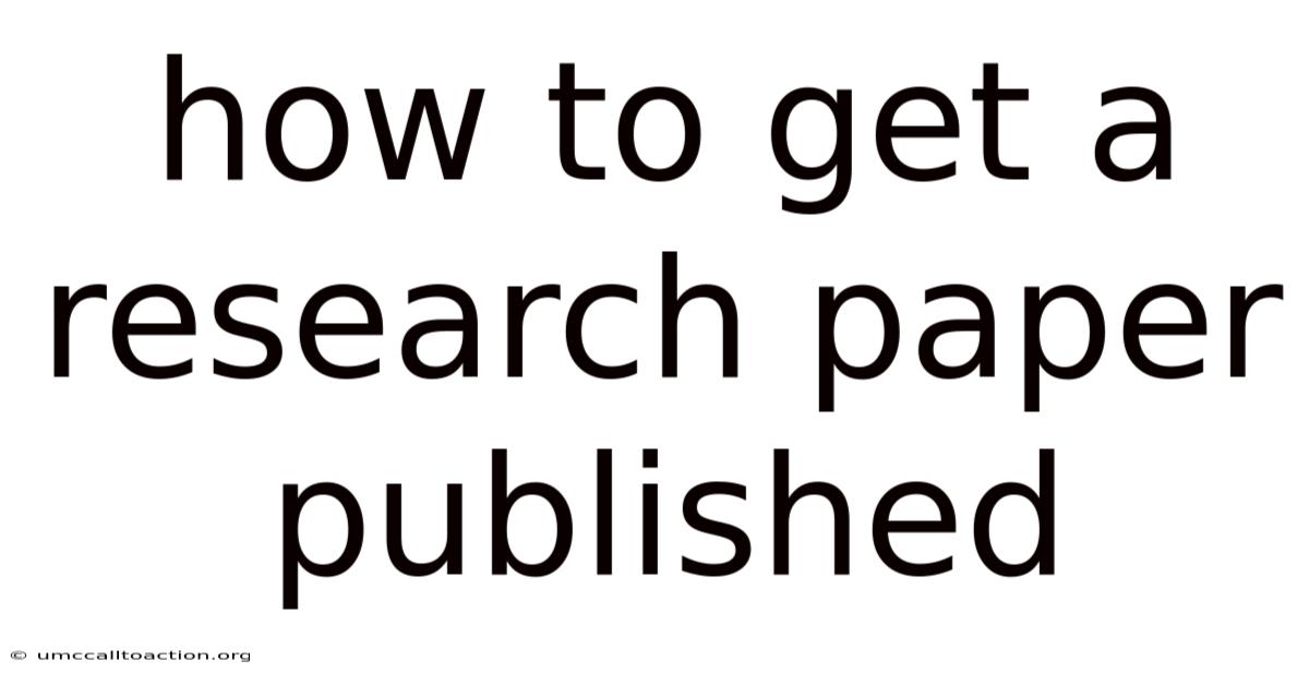 How To Get A Research Paper Published