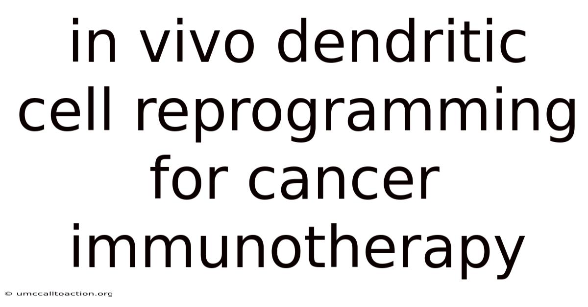 In Vivo Dendritic Cell Reprogramming For Cancer Immunotherapy
