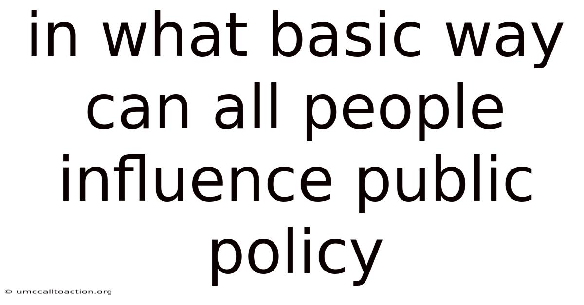 In What Basic Way Can All People Influence Public Policy