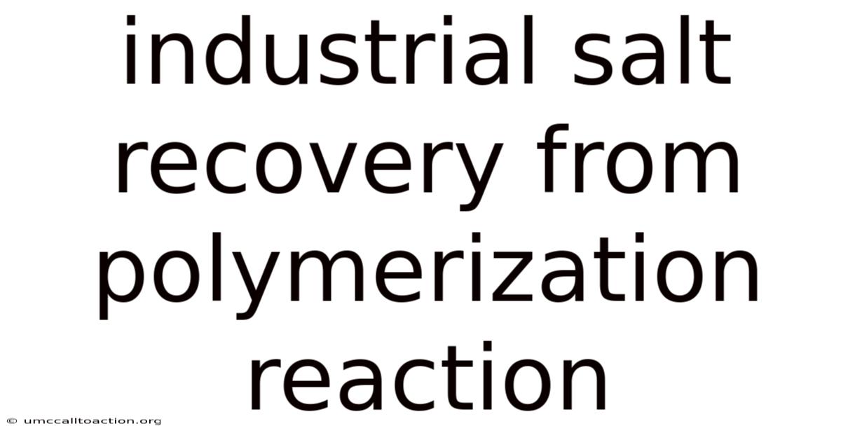 Industrial Salt Recovery From Polymerization Reaction