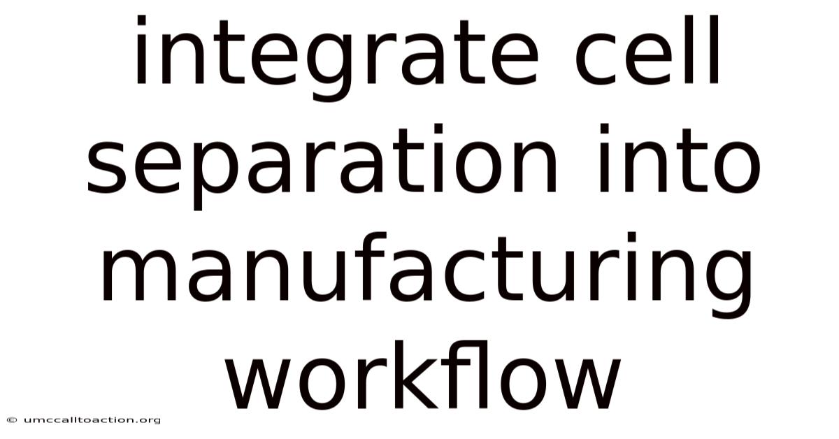 Integrate Cell Separation Into Manufacturing Workflow