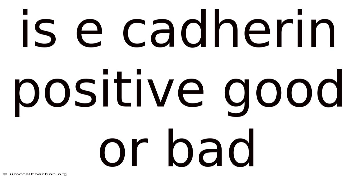 Is E Cadherin Positive Good Or Bad