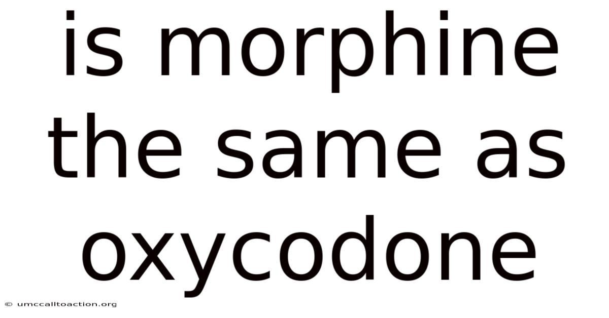 Is Morphine The Same As Oxycodone