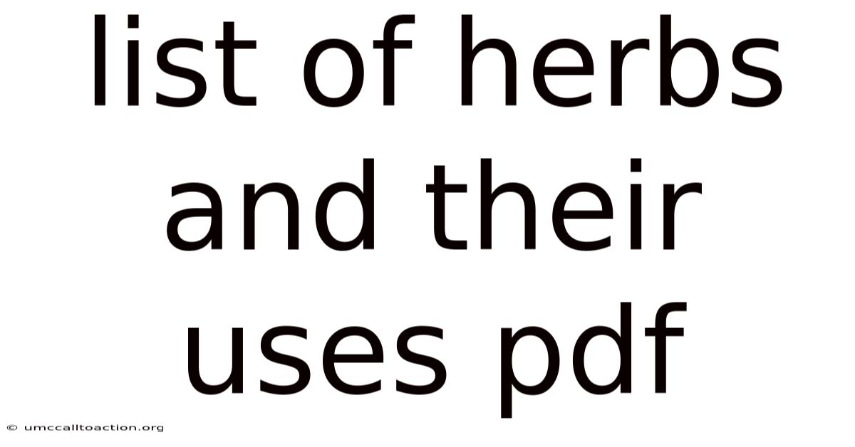List Of Herbs And Their Uses Pdf