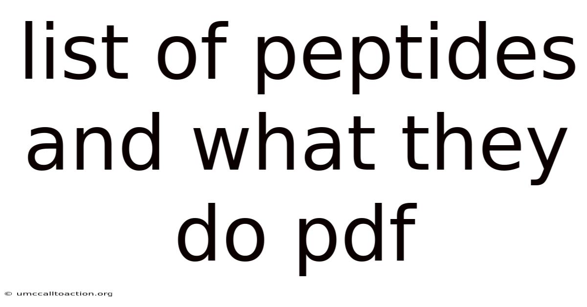 List Of Peptides And What They Do Pdf