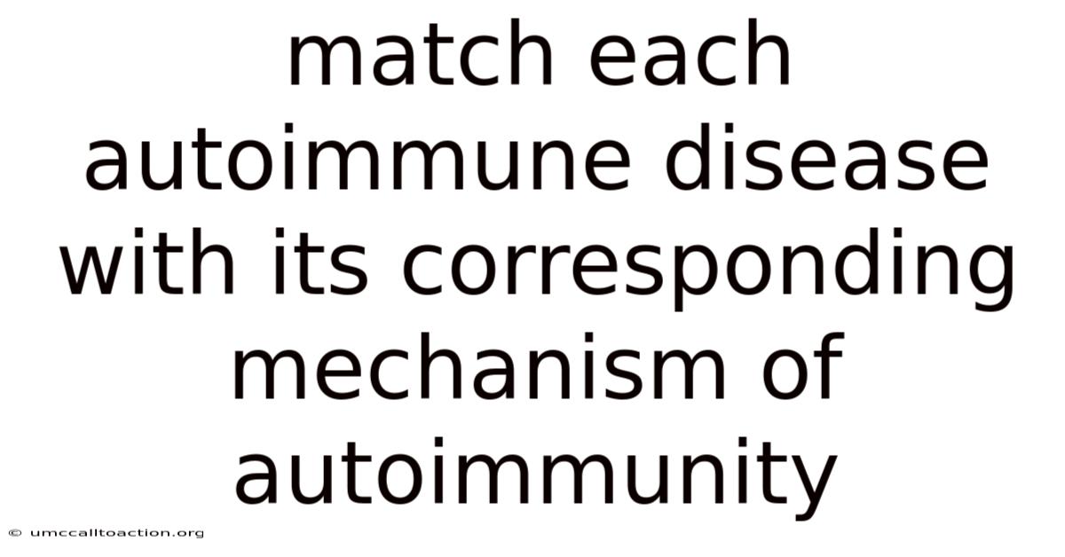 Match Each Autoimmune Disease With Its Corresponding Mechanism Of Autoimmunity