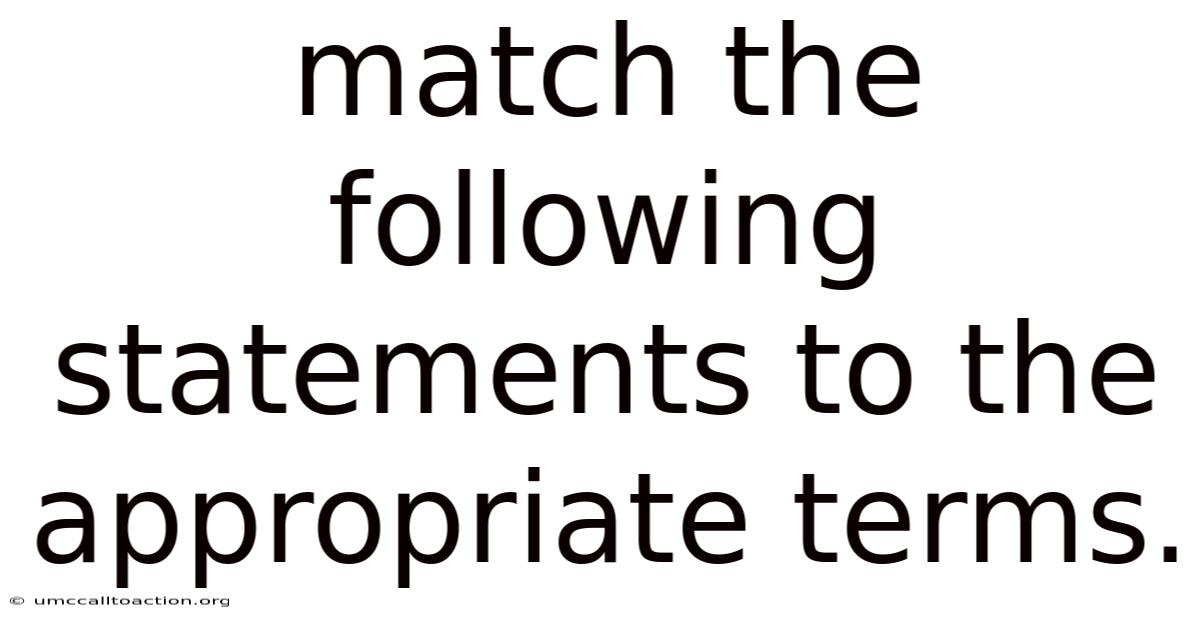 Match The Following Statements To The Appropriate Terms.