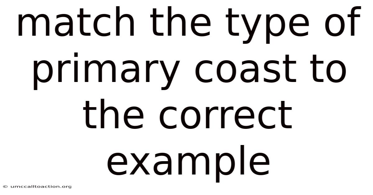 Match The Type Of Primary Coast To The Correct Example