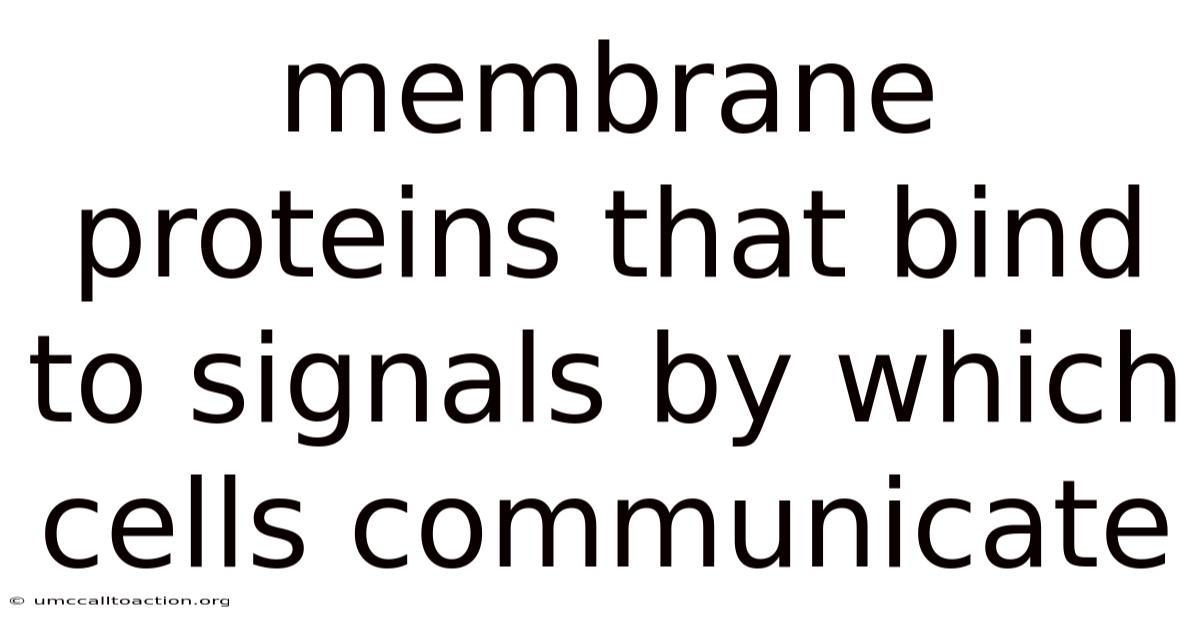 Membrane Proteins That Bind To Signals By Which Cells Communicate