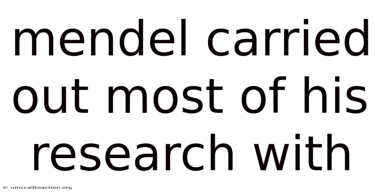 Mendel Carried Out Most Of His Research With