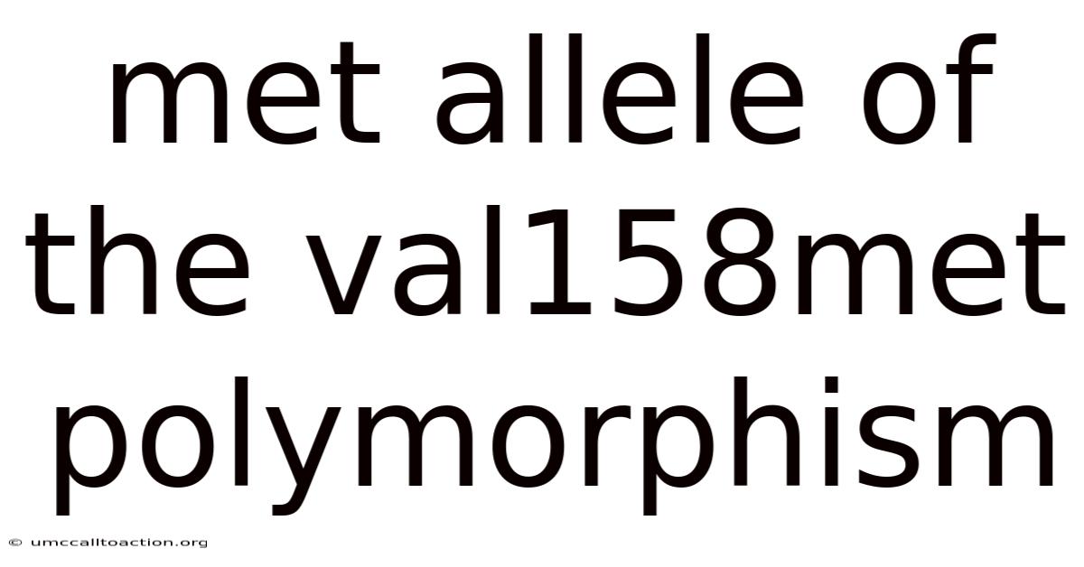 Met Allele Of The Val158met Polymorphism