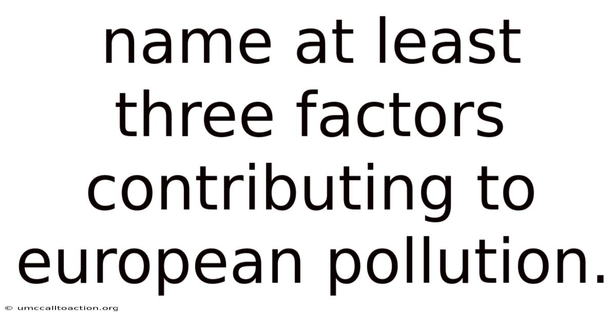 Name At Least Three Factors Contributing To European Pollution.