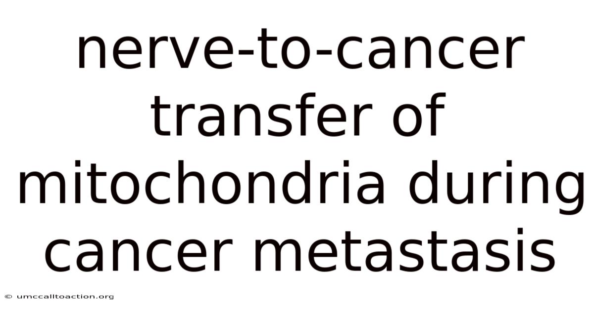 Nerve-to-cancer Transfer Of Mitochondria During Cancer Metastasis