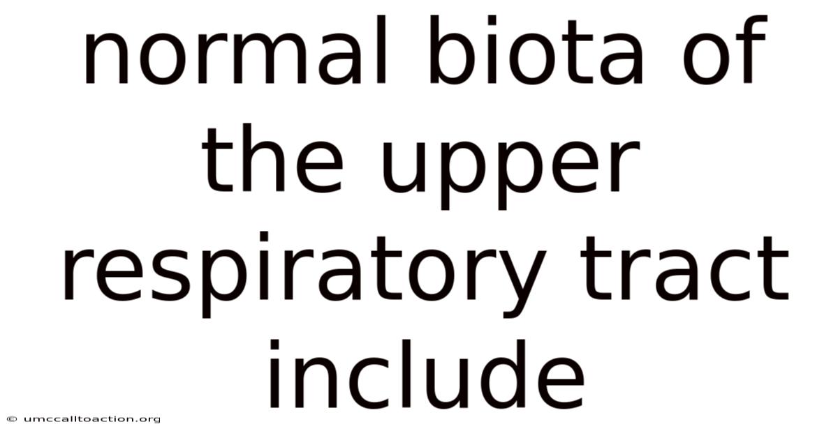 Normal Biota Of The Upper Respiratory Tract Include