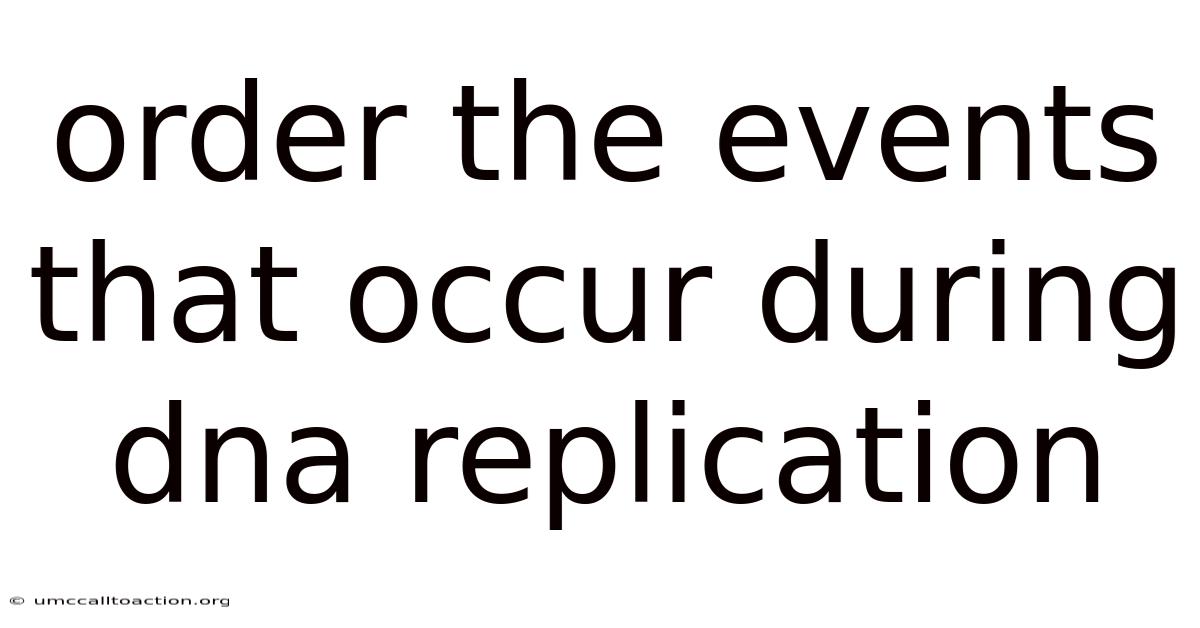 Order The Events That Occur During Dna Replication
