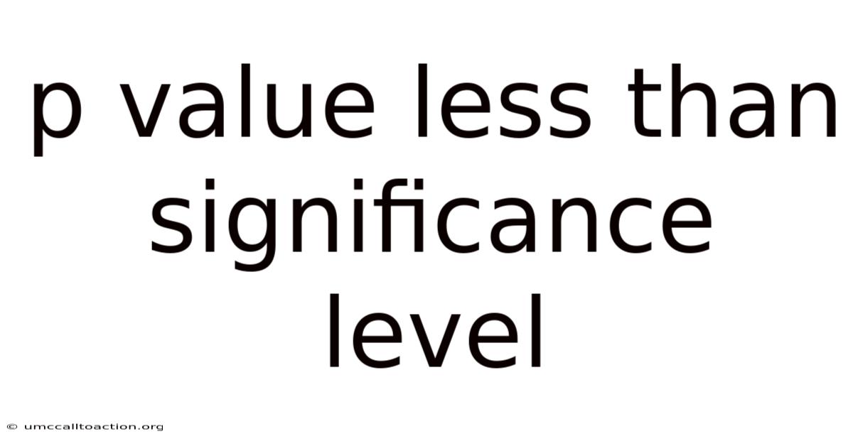 P Value Less Than Significance Level