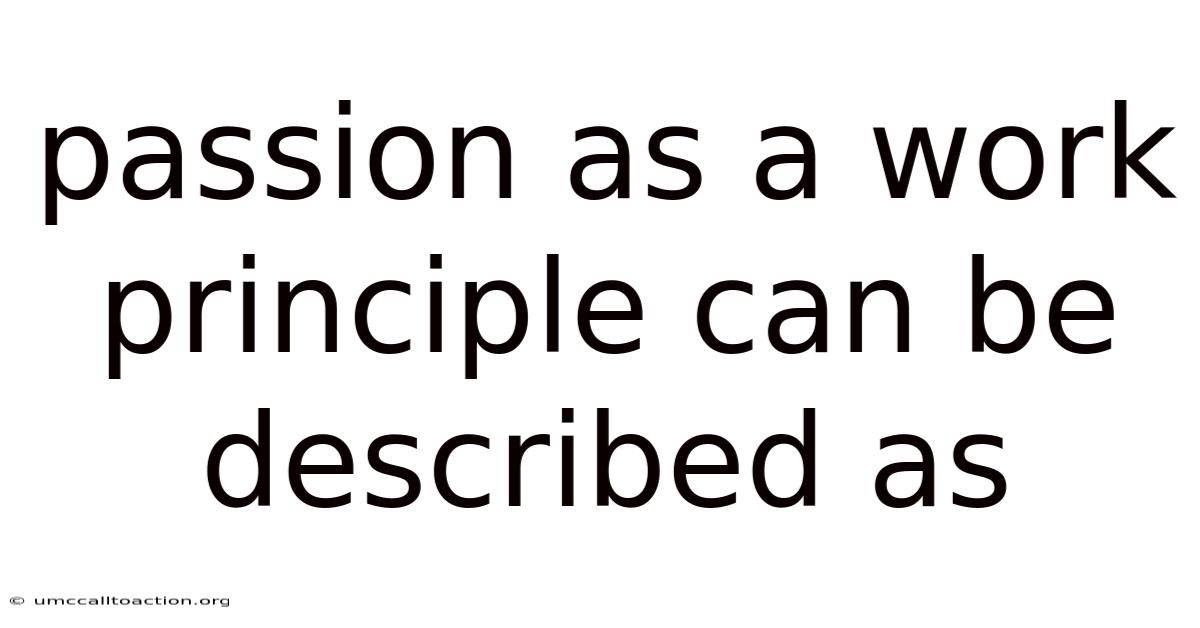 Passion As A Work Principle Can Be Described As