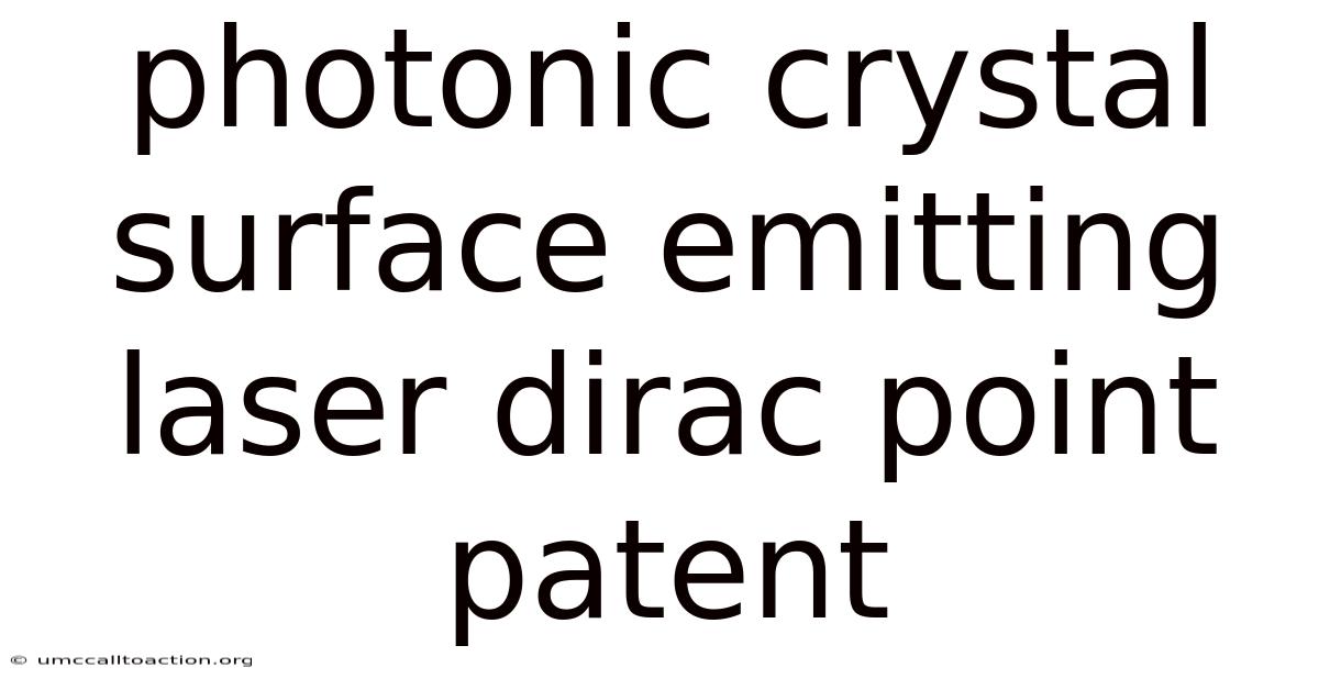Photonic Crystal Surface Emitting Laser Dirac Point Patent