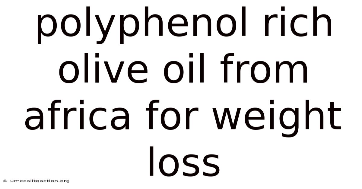 Polyphenol Rich Olive Oil From Africa For Weight Loss