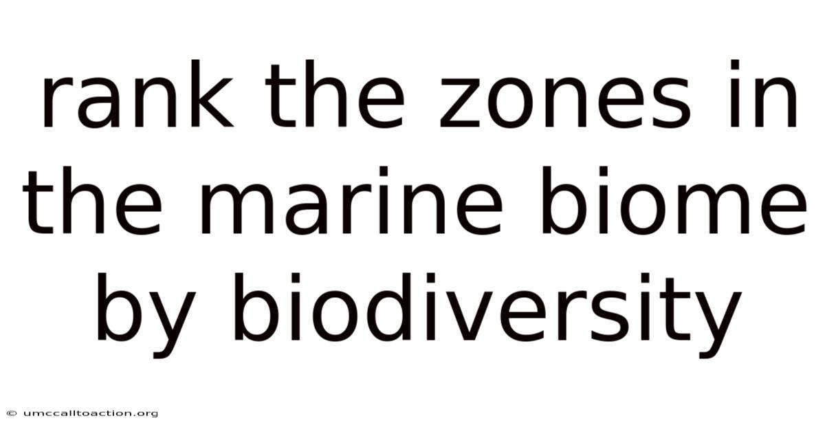 Rank The Zones In The Marine Biome By Biodiversity