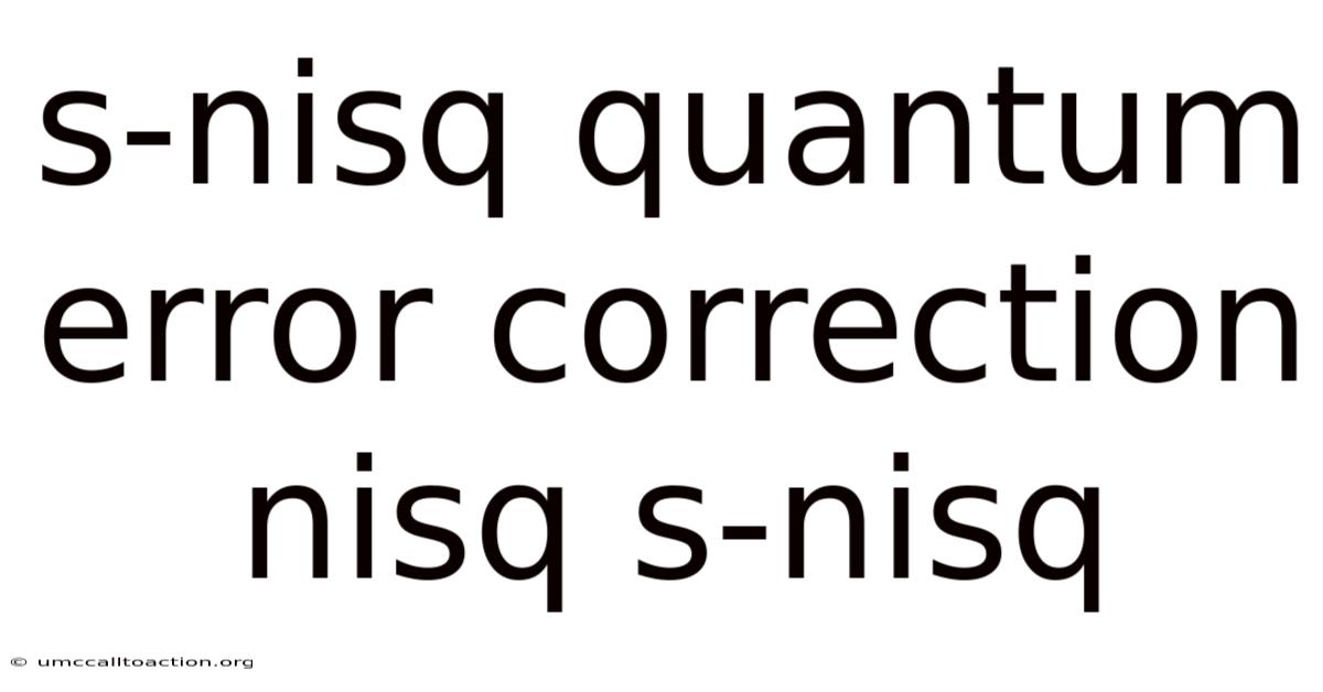 S-nisq Quantum Error Correction Nisq S-nisq