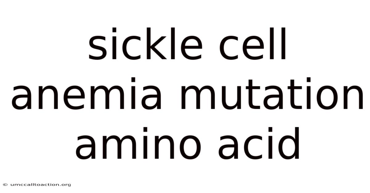 Sickle Cell Anemia Mutation Amino Acid