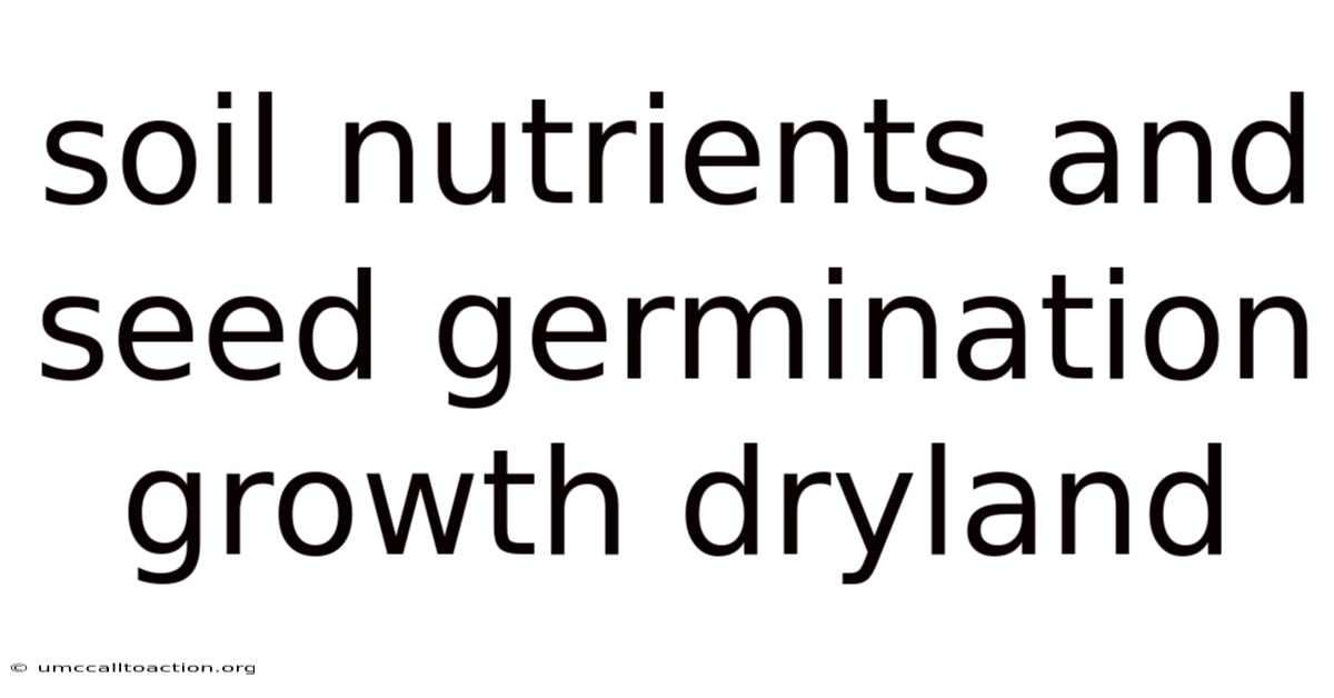 Soil Nutrients And Seed Germination Growth Dryland